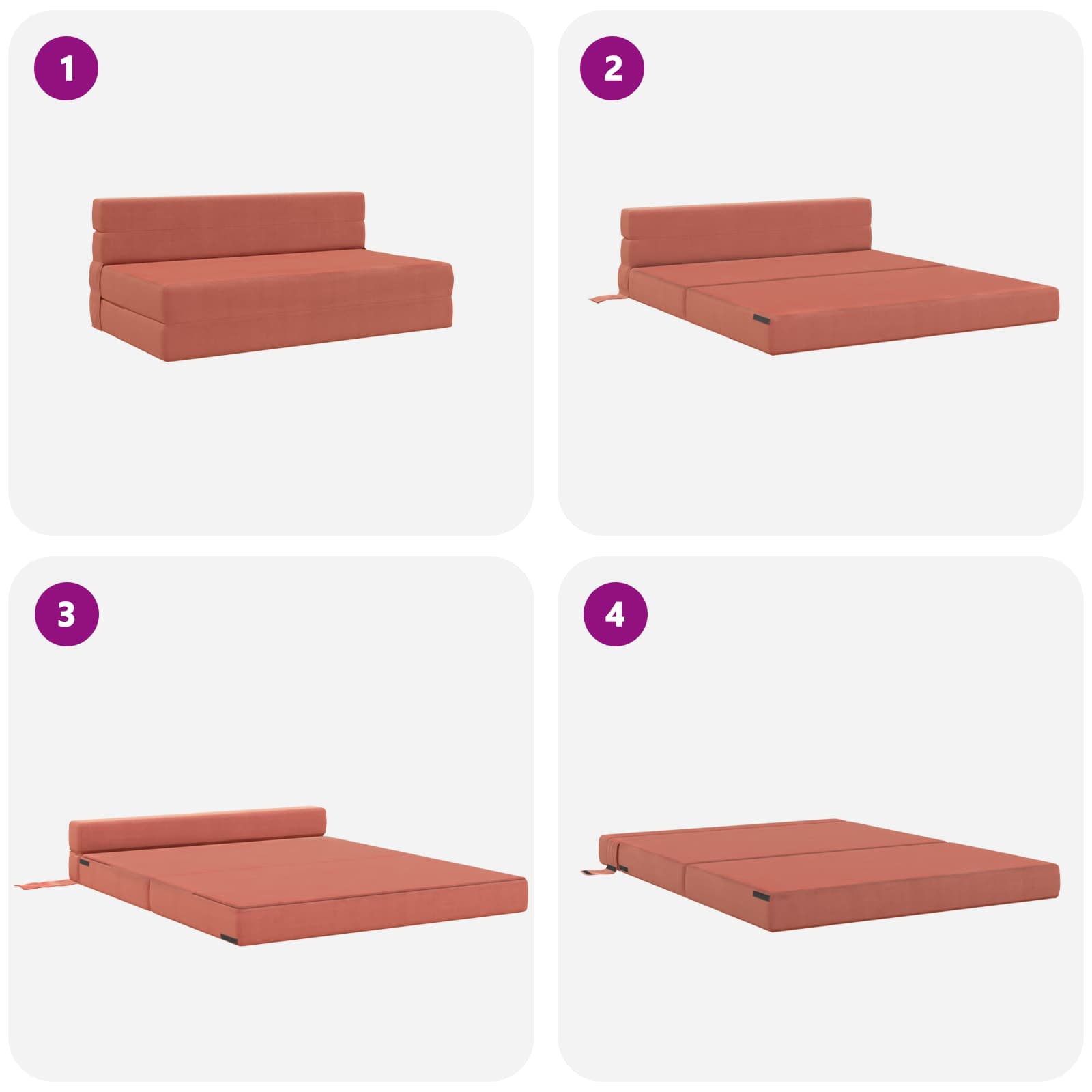 Zložljiva sedežna postelja Rdeče oranžna 203 x 152 x 15 cm - slika 6