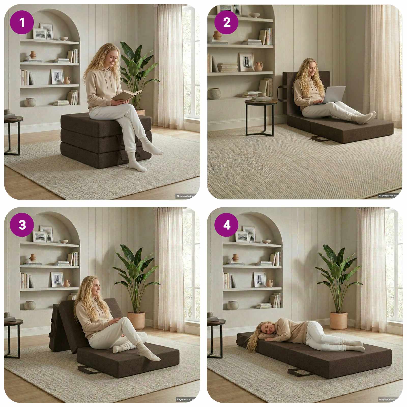 Skládací pohovka postel 90 x 67 x 45 cm Taupe - obrázek 8