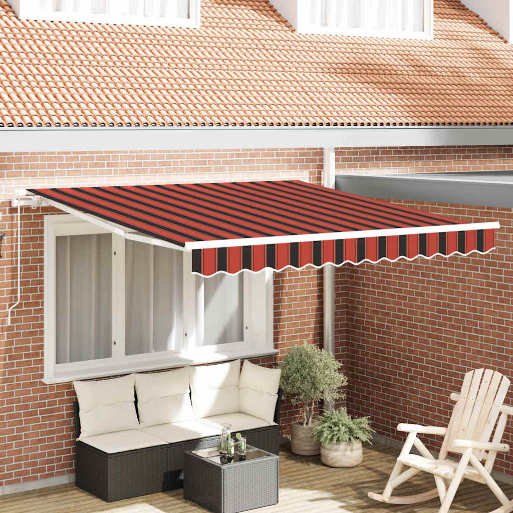 Auvent Rétractable Rayé Orange et marron 350 x 250 cm tissu
