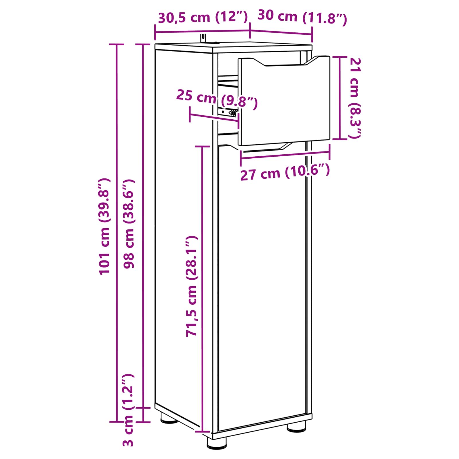 Bathroom Cabinet size guide