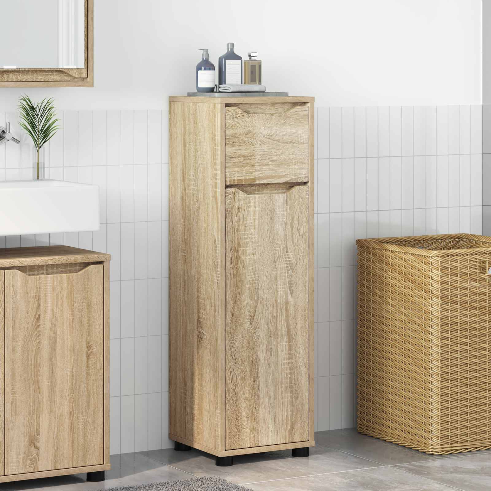 vidaXL Badrumsskåp Sonoma-ek 30,5 x 30 x 101 cm Konstruerat trä