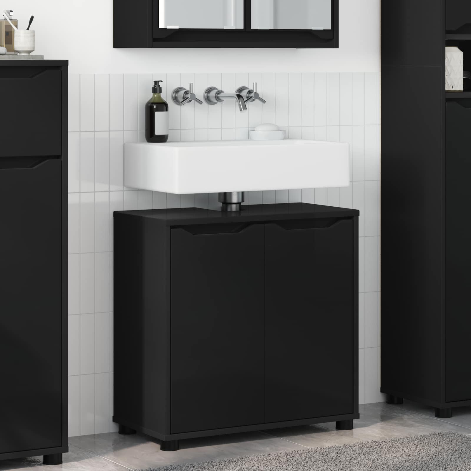 vidaXL Bad vaskeskap Svart 60 x 30 x 60 cm Konstruert tre