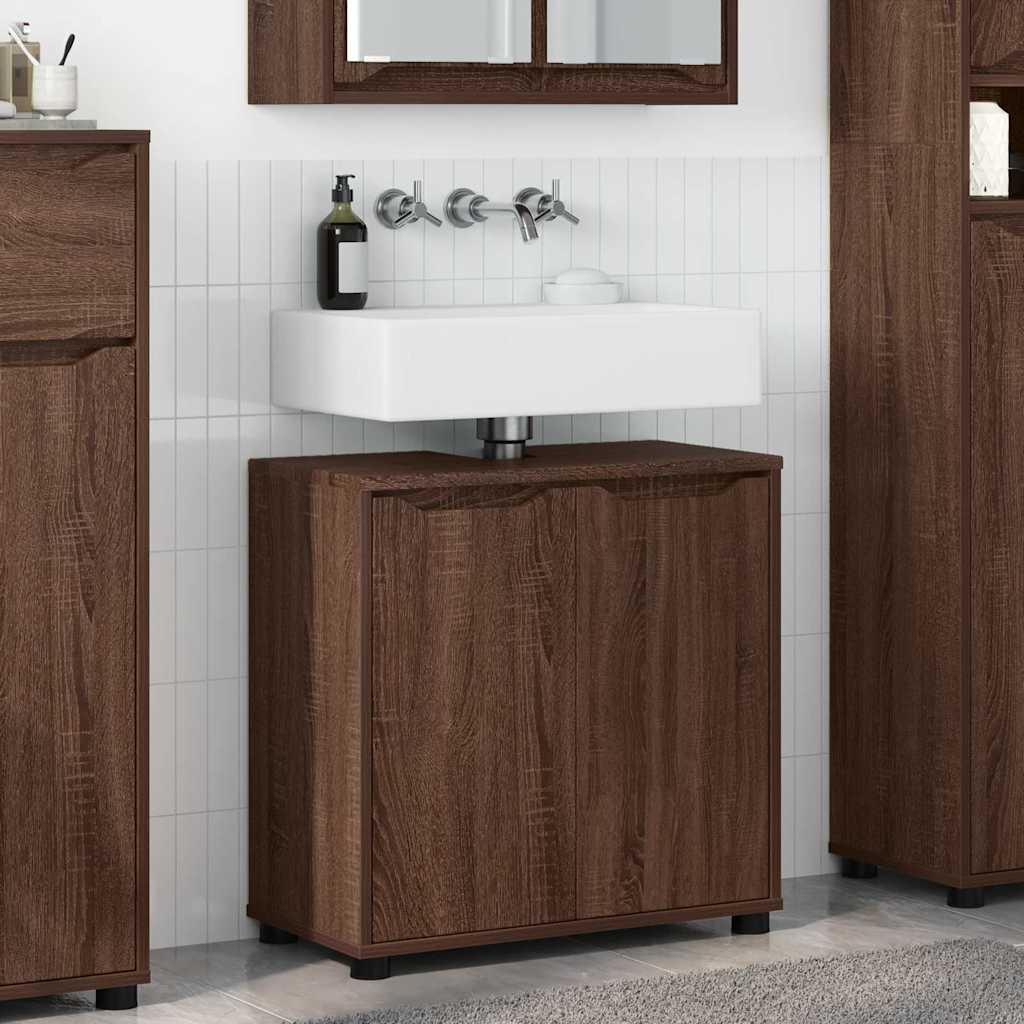 vidaXL Badezimmerwaschbecken-Schrank mit Regal Braun Eichen-Optik