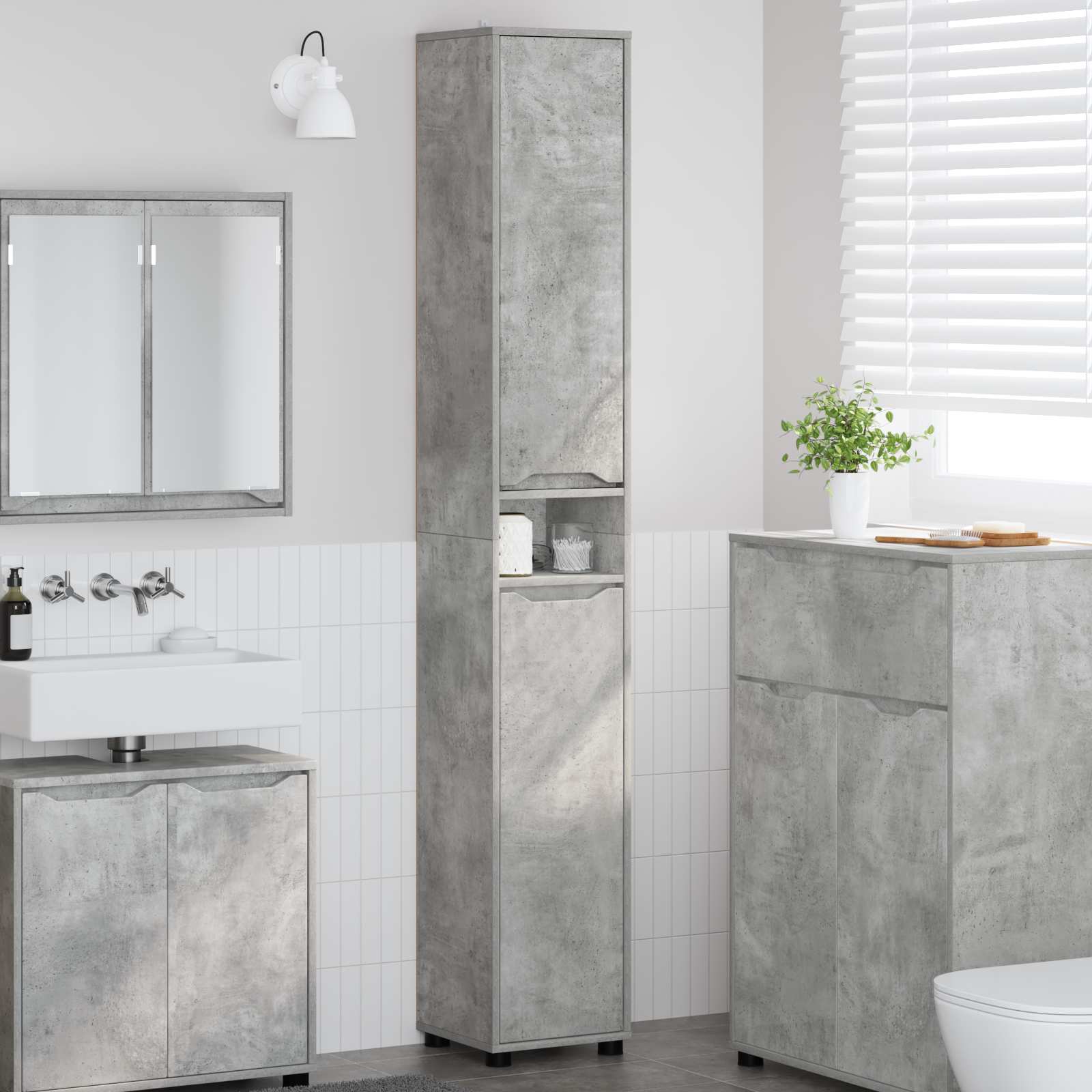 vidaXL Badrumsskåp Betonggrå 30,5 x 30 x 195 cm Konstruerat trä