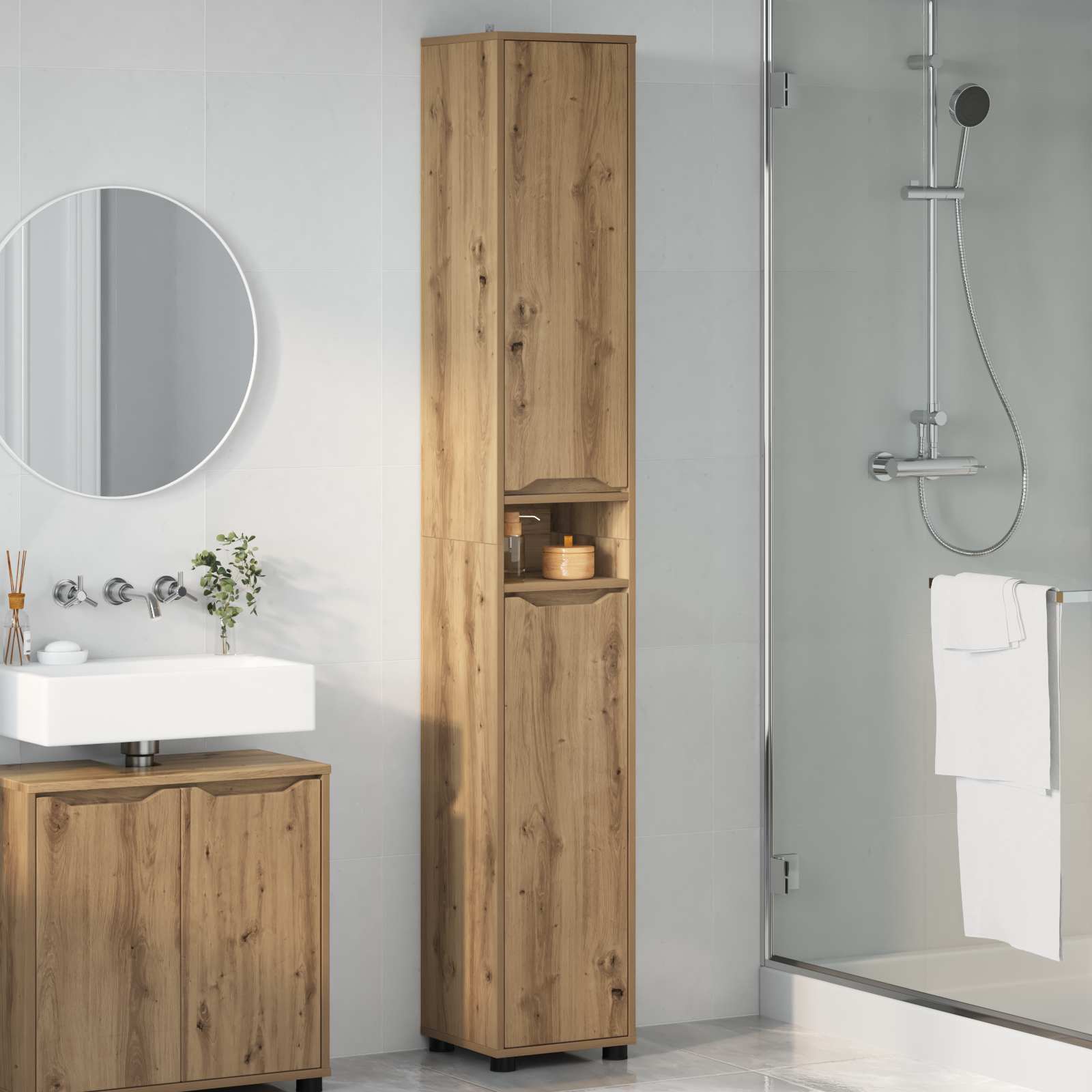 Badkamer Kast Artisan Eiken 30,5 x 30 x 195 cm Bewerkt hout - Afbeelding 4