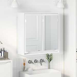 Kopalniška ogledalna omara Bela 60 x 20 x 60 cm Konstruiran les