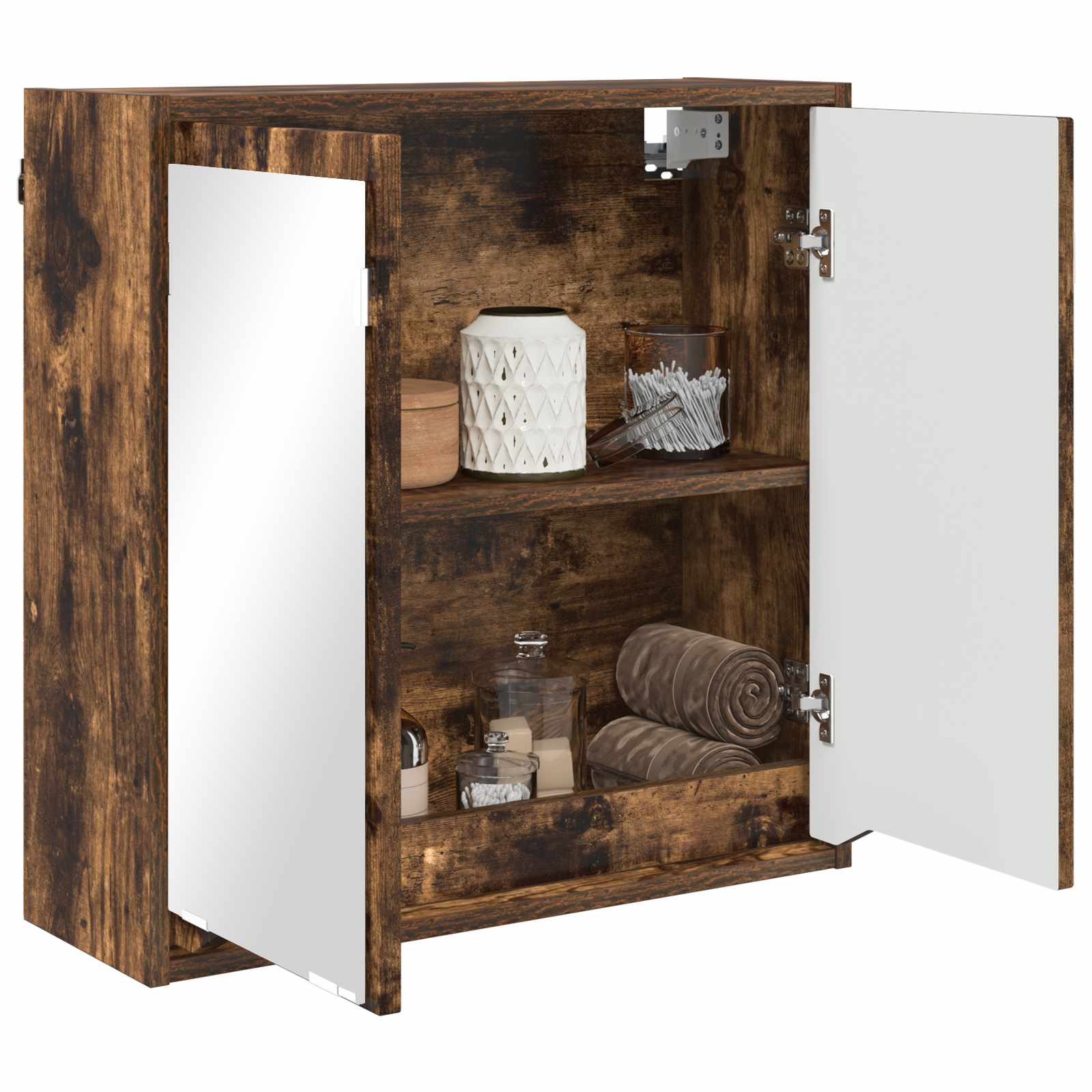 Шкаф с огледало за баня с рафт Димян дъб 60 x 20 x 60 cm — изображение 3