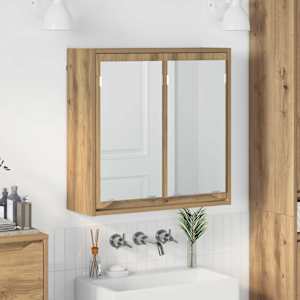 Kopalniška ogledalna omara z vrati Umetni hrast 60 x 20 x 60 cm
