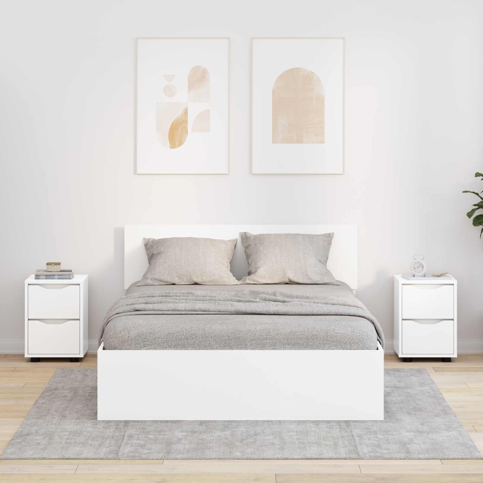 vidaXL Mese de noptieră 2 pcs Alb 30,5 x 30 x 43 cm Lemn compozit