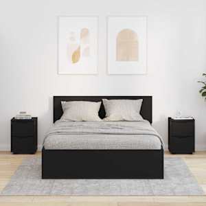 Posteljne mize 2 pcs Črna 30,5 x 30 x 43 cm Konstruiran les