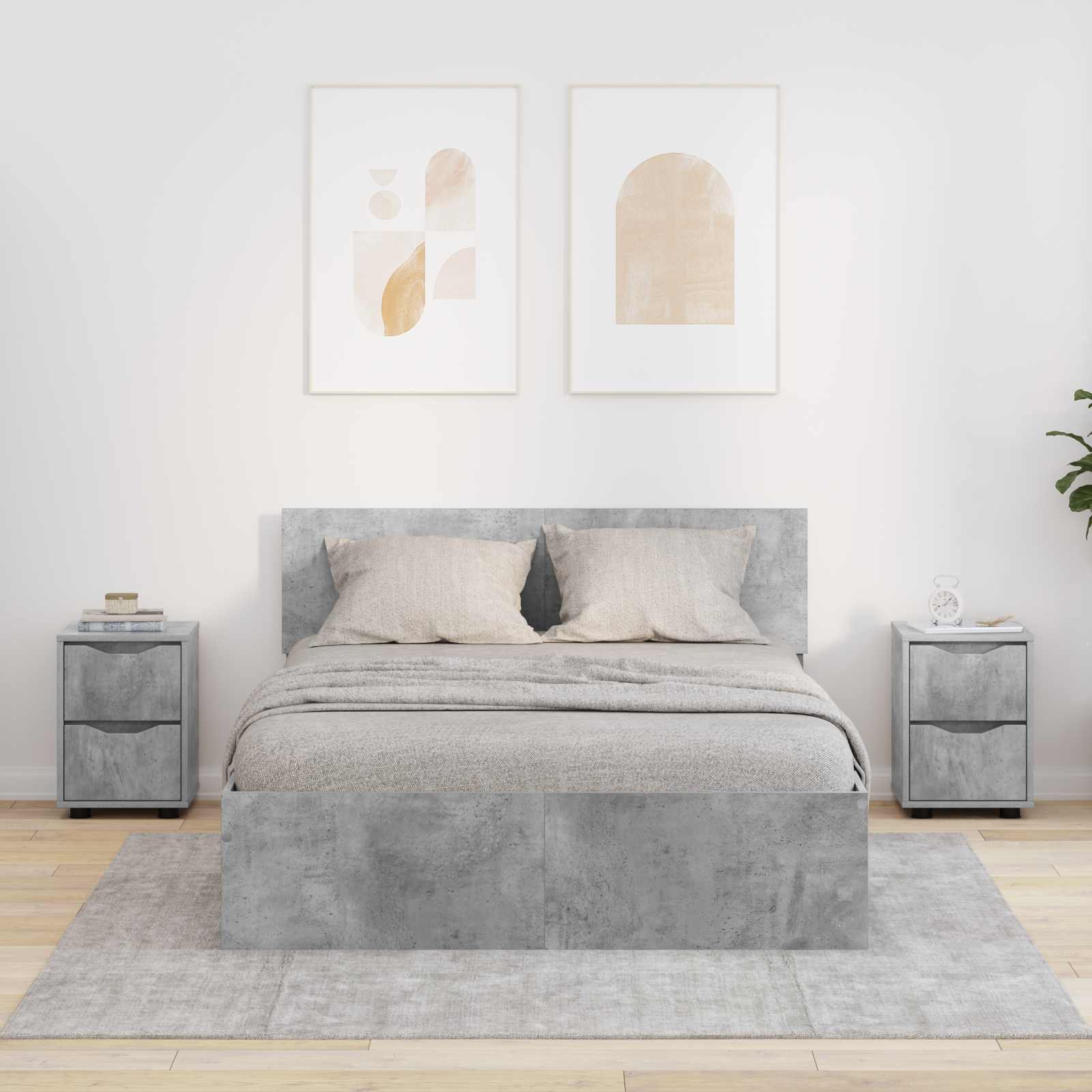 vidaXL Mese de noptieră 2 pcs Gri din beton 30,5 x 30 x 43 cm