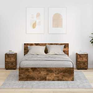 Posteljne mize s predalom 2 pcs Dimljeni oreh 30,5 x 30 x 43 cm
