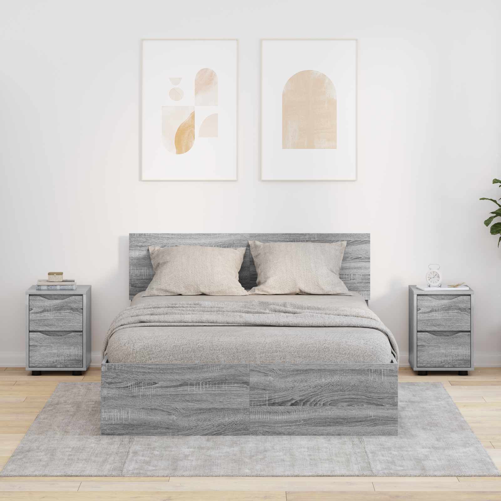 vidaXL Yöpöydät 2 kpl Harmaa Sonoma 30,5 x 30 x 43 cm Tekninen puu