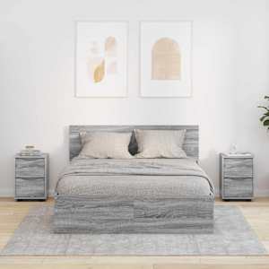 Posteljne mize s predalom 2 pcs Siva Sonoma 30,5 x 30 x 43 cm