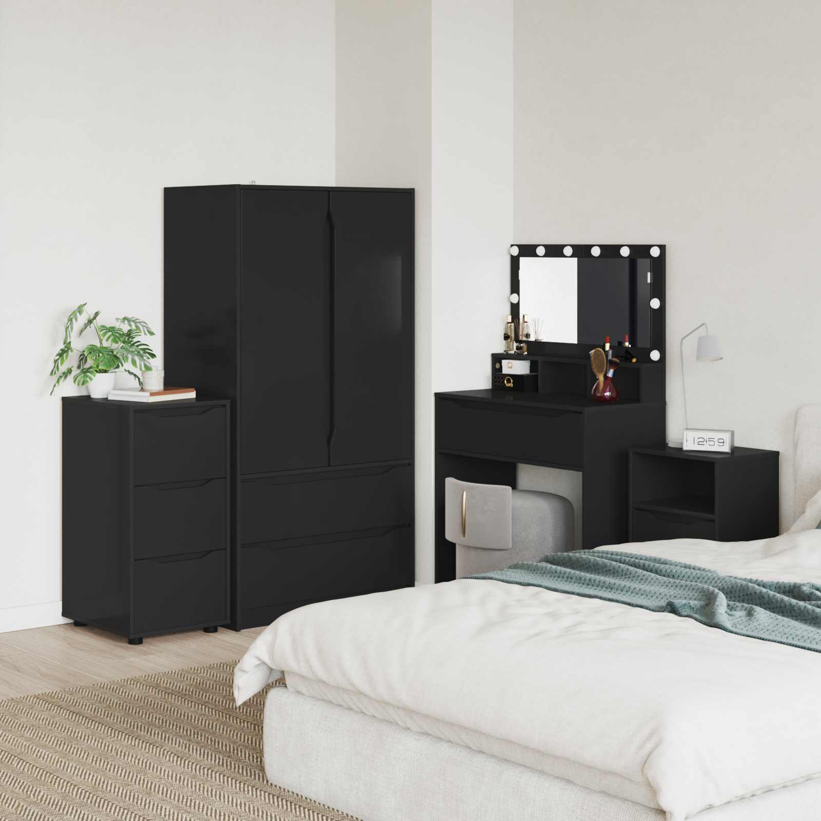 vidaXL Dulap de depozitare Negru 40 x 48 x 81 cm Lemn compozit