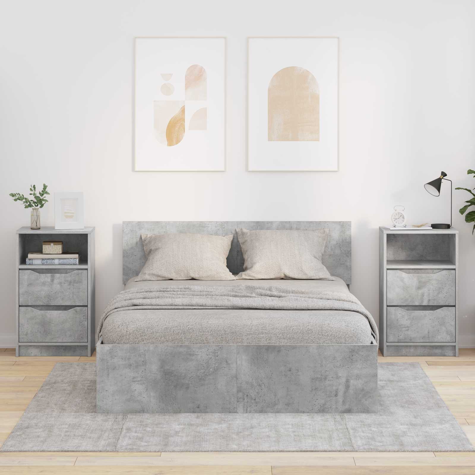 vidaXL Yöpöydät 2 kpl Betoni Harmaa 40 x 30 x 467 cm Tekninen puu