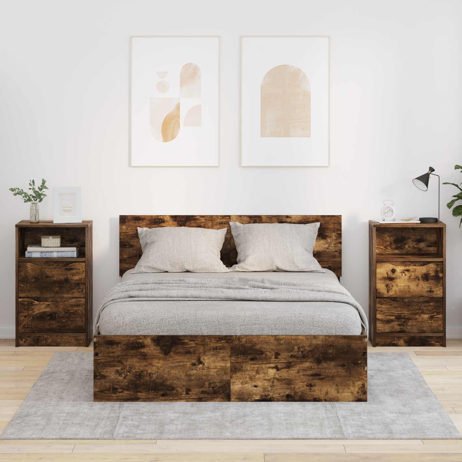 Κομοδίνα με συρτάρι 2 pcs Καπνιστό Δρύς 40 x 30 x 467 εκ