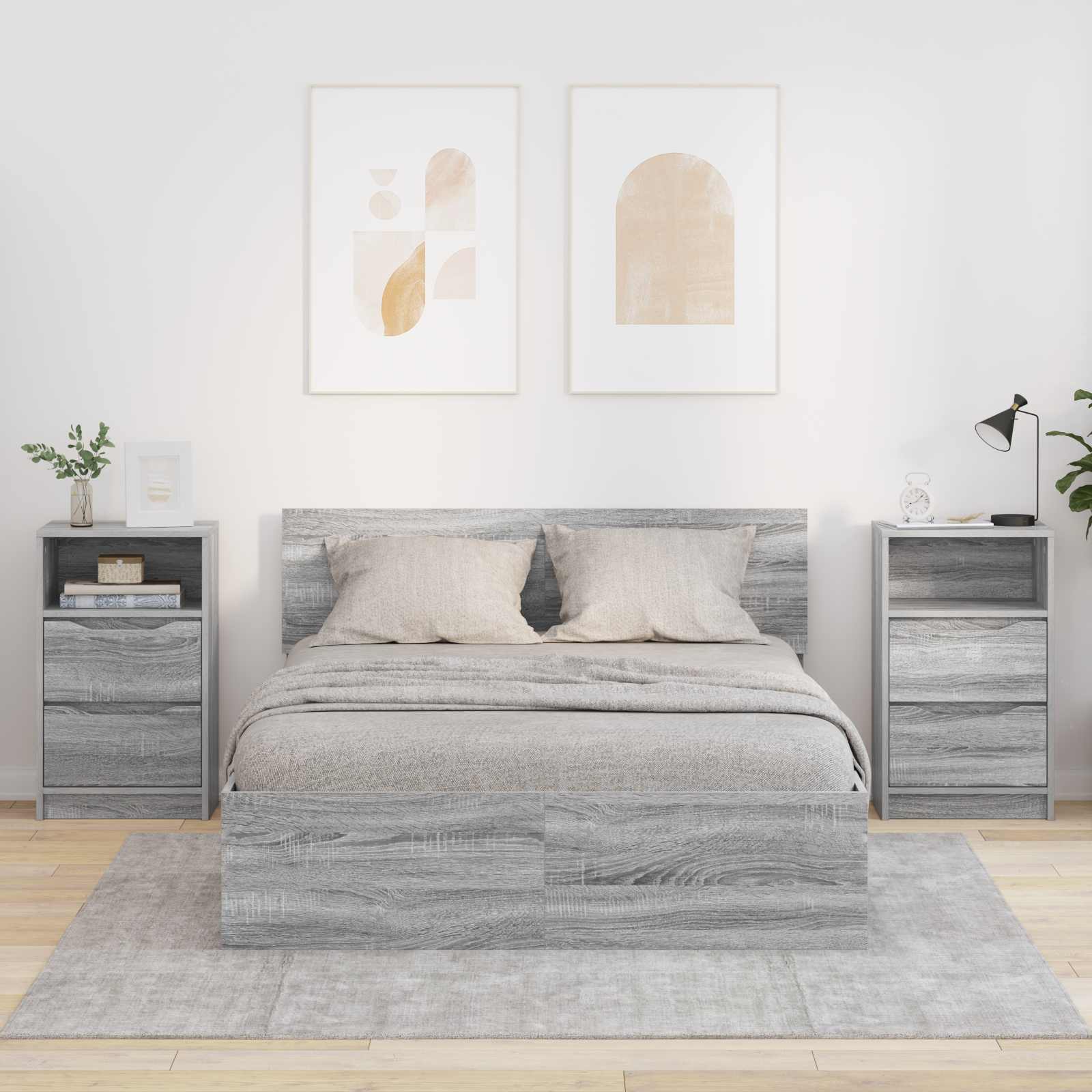 vidaXL Yöpöydät 2 kpl Harmaa Sonoma 40 x 30 x 467 cm Tekninen puu