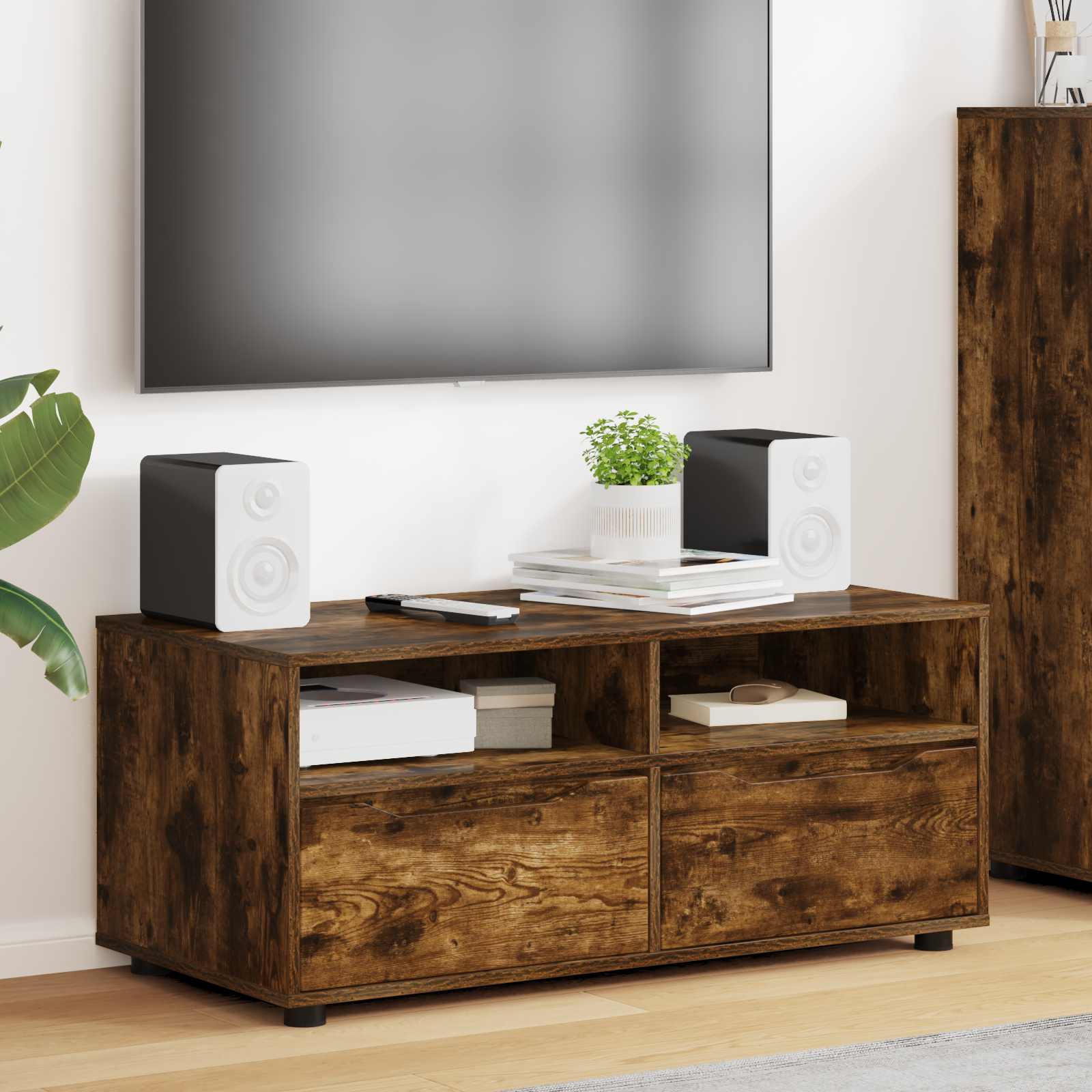 vidaXL TV-kaappi 100 x 48 x 43 cm Savupähkinä Tekninen puu
