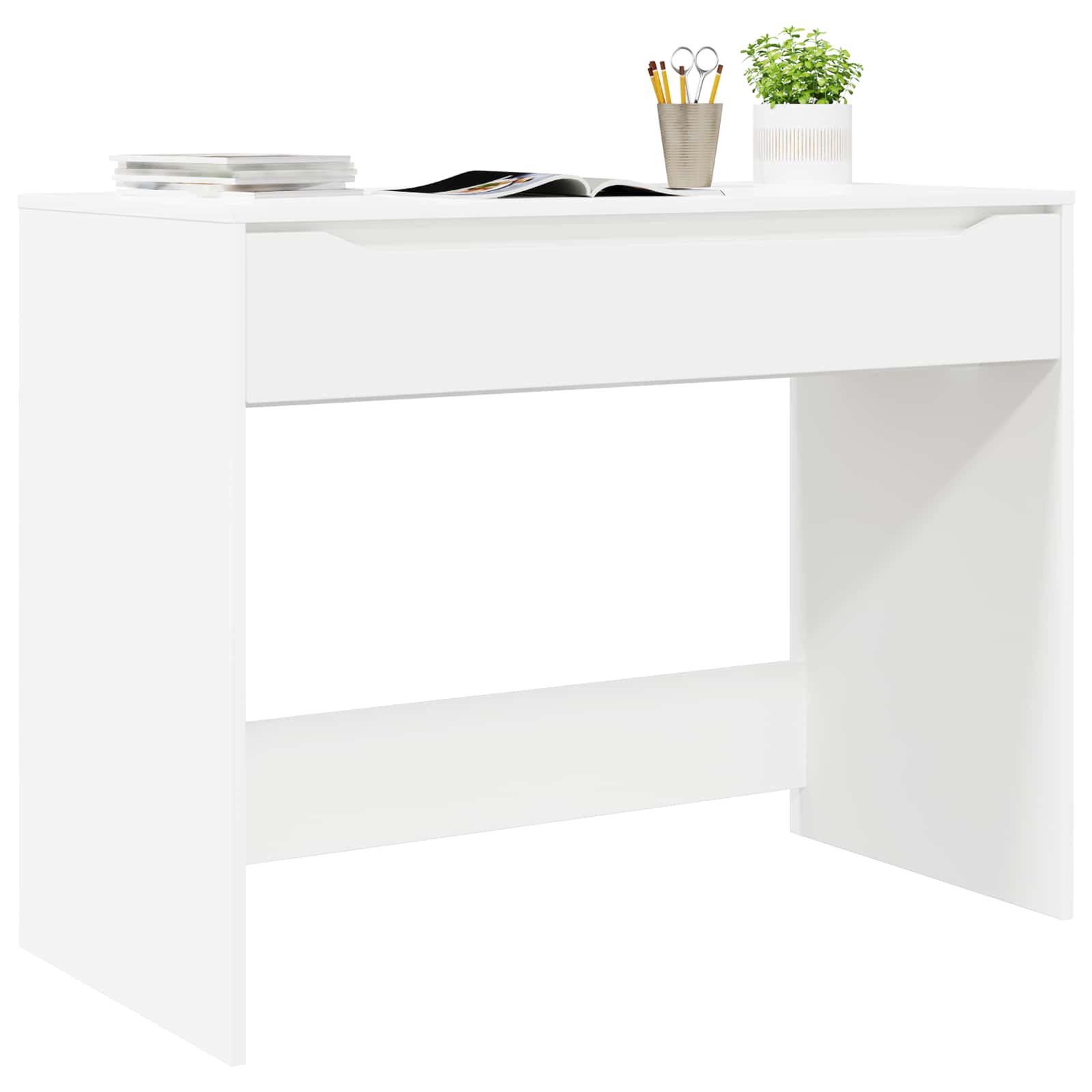 Pöytä laatikon kanssa Valkoinen 100 x 50 x 78 cm Käsitelty puu - Image 3