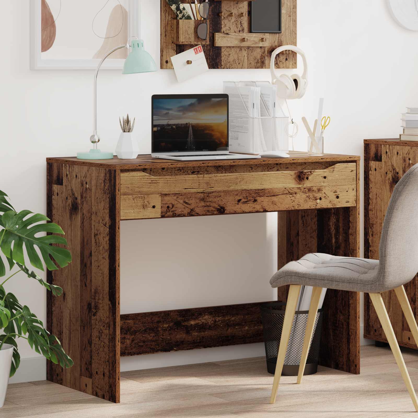 vidaXL Birou cu sertar Lemn vechi 100 x 50 x 78 cm Lemn prelucrat