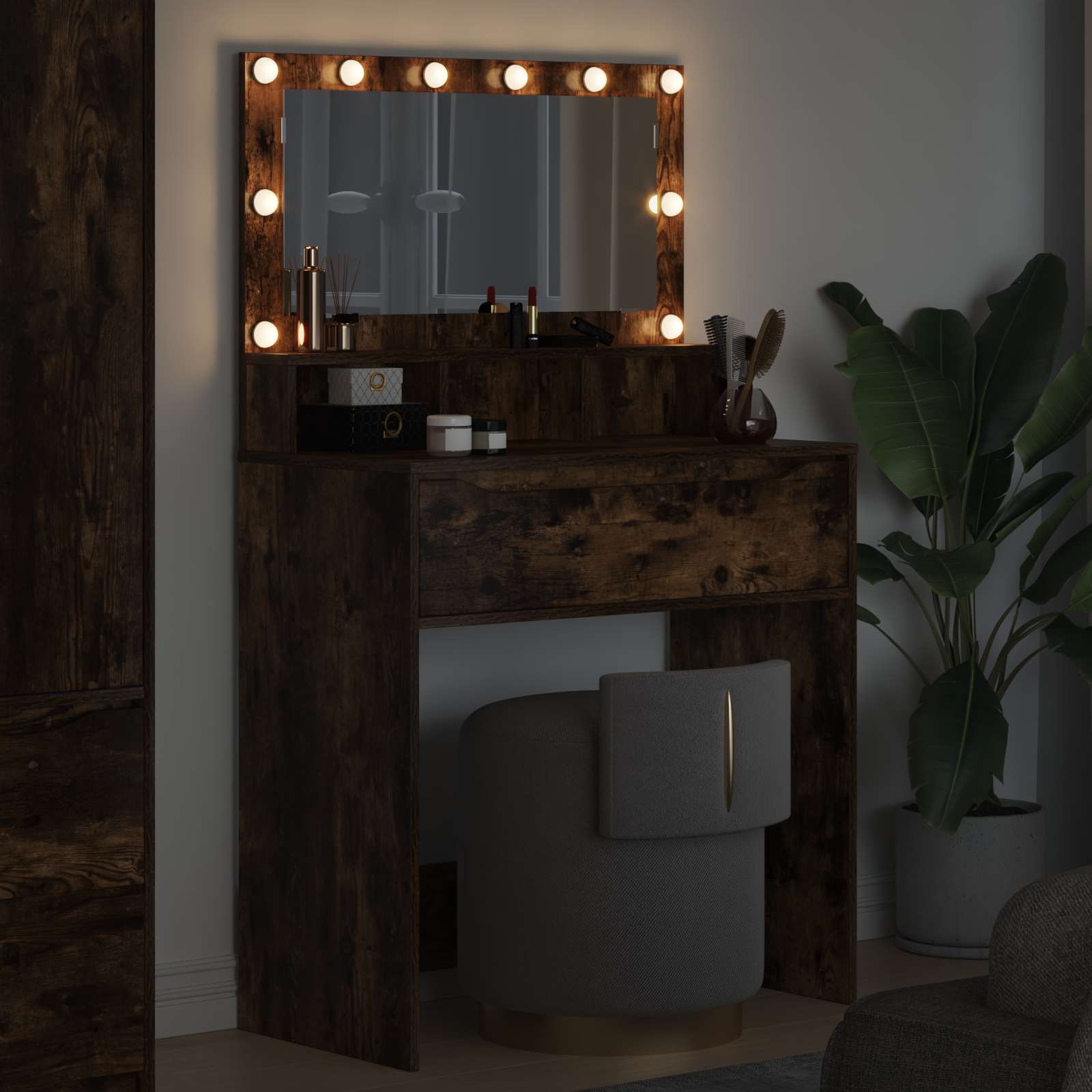 Schlafzimmer-Frisiertische Geräucherte Eiche 80 x 39,6 x 135 cm – Ansicht 4