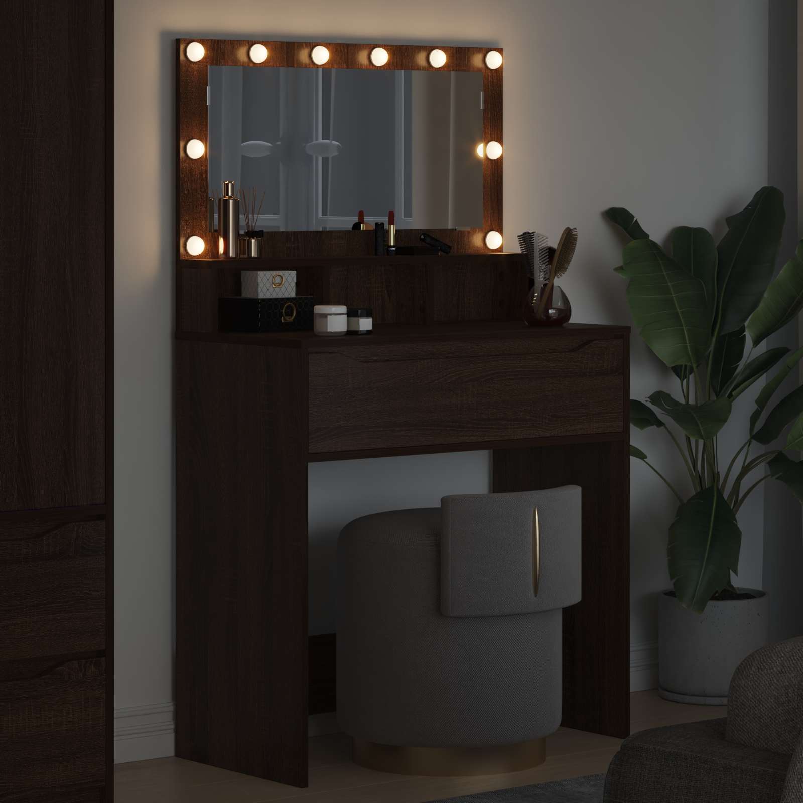 Schlafzimmer-Frisiertische Braun Eichen-Optik Holzwerkstoff – Ansicht 4