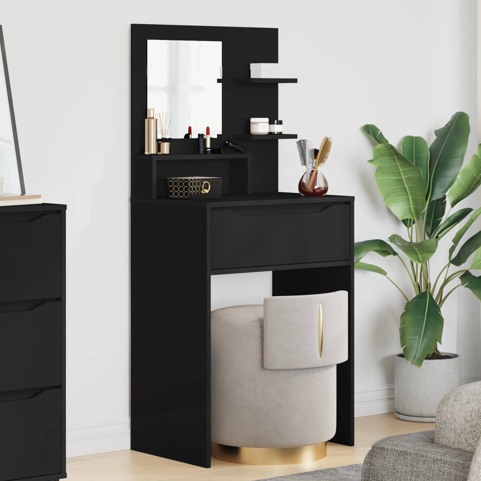 vidaXL Mese de toaletă pentru dormitor Negru 80 x 39,6 x 135 cm