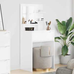 Toaletne mize za spalnice Visok sijaj bela 80 x 39,6 x 135 cm