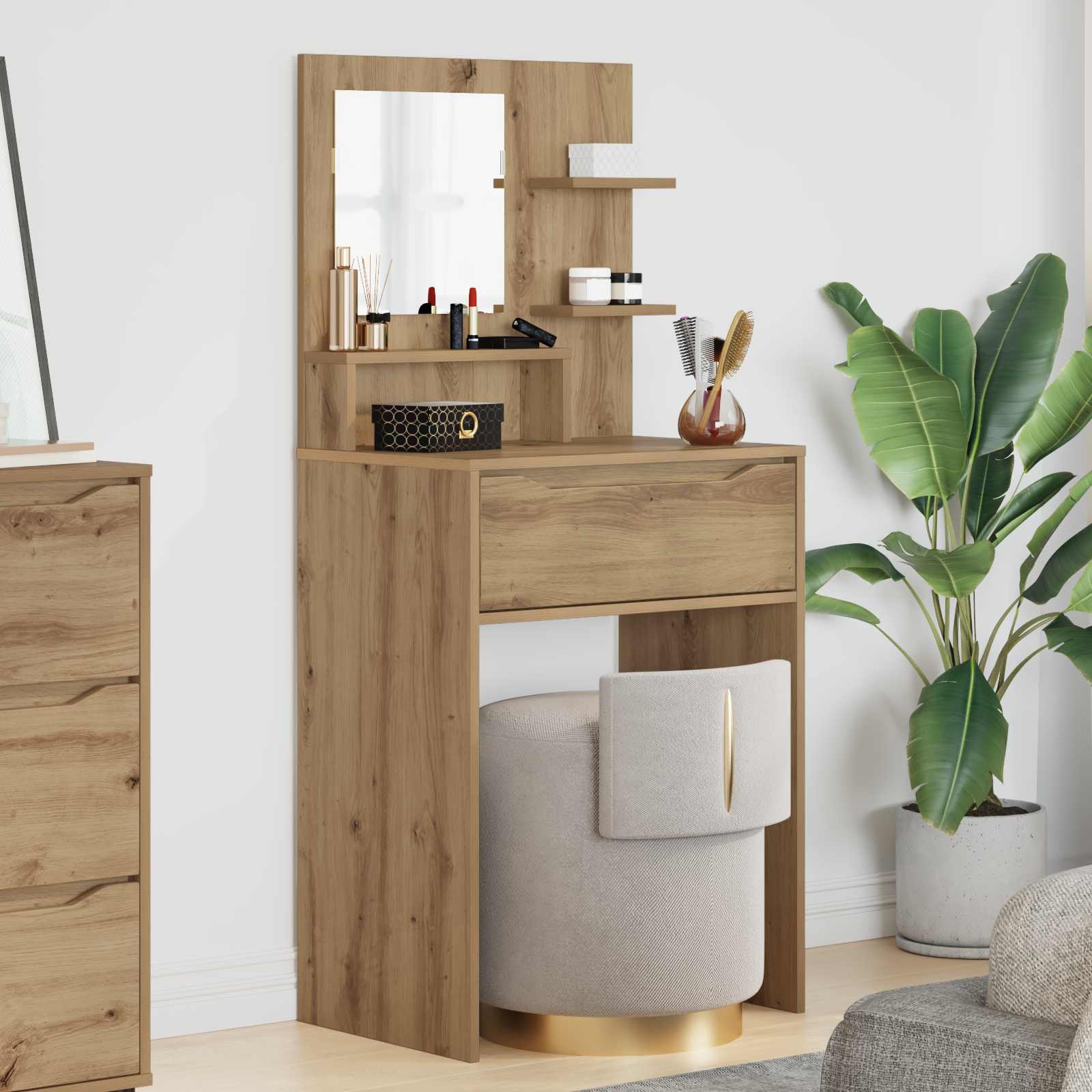 vidaXL Makuuhuoneen meikkipöydät Artisan tammi 80 x 39,6 x 135 cm