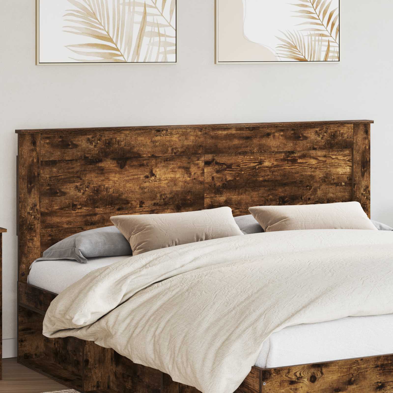 vidaXL Tăblie cap cu headboard Stejar fumuriu 200 cm Lemn compozit