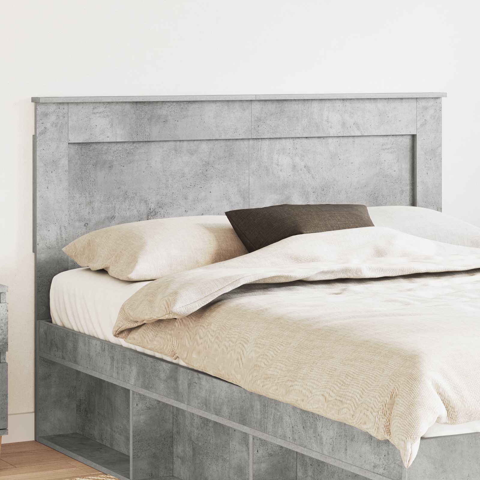 vidaXL Tăblie cap cu headboard Gri din beton 150 cm Lemn compozit