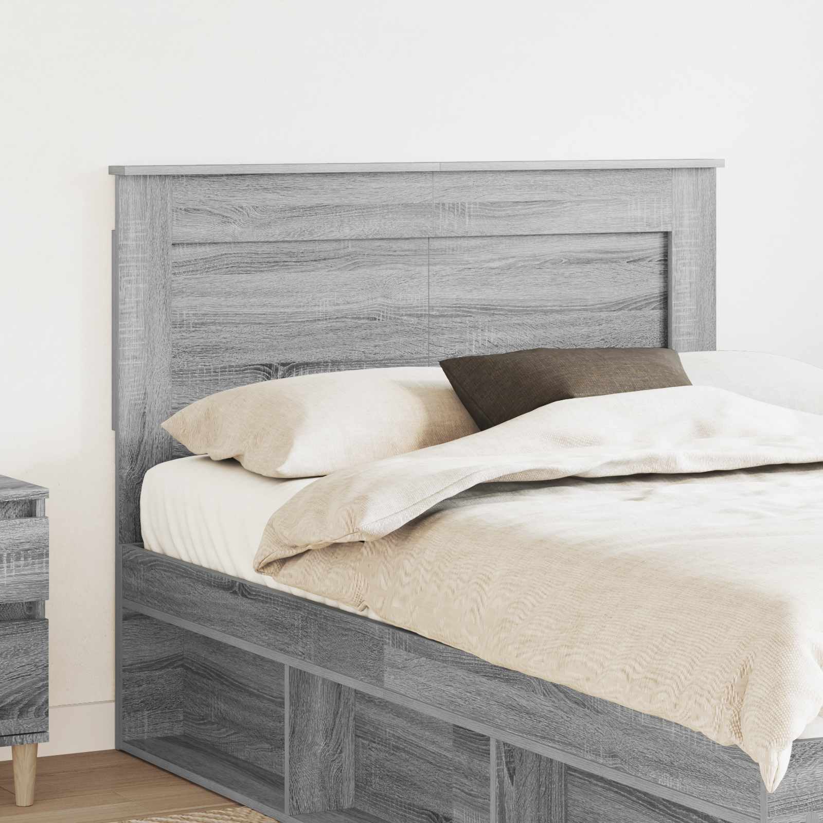 vidaXL Tăblie cap cu headboard Gri Sonoma 120 cm Lemn compozit
