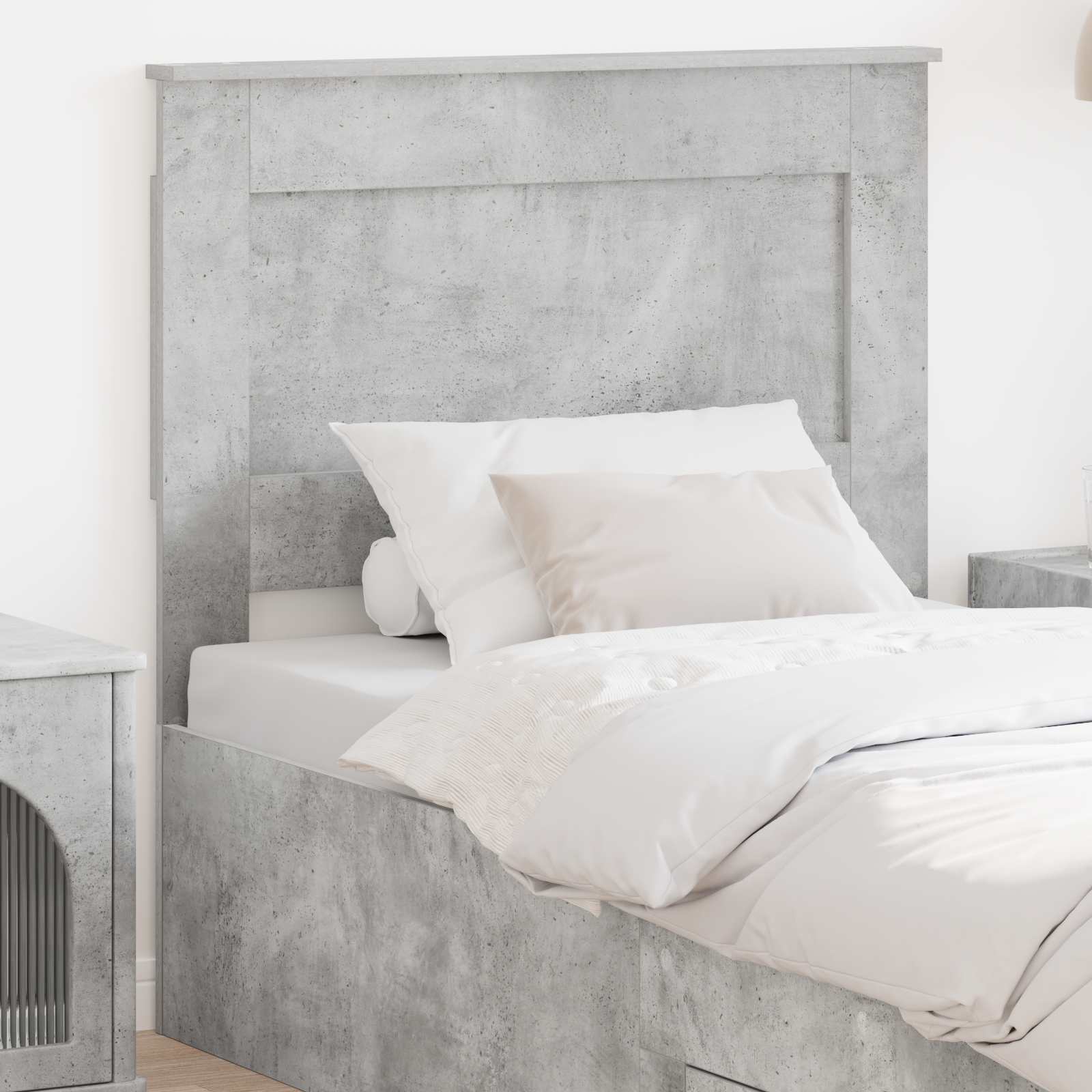 vidaXL Tăblie cap cu headboard Gri din beton 80 cm Lemn compozit