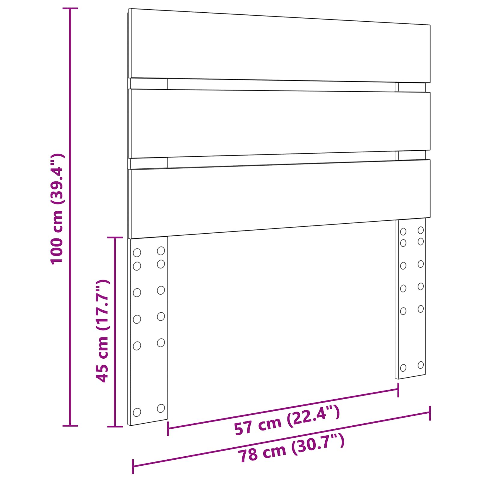 Headboard with headboard old wood 75 cm engineered wood