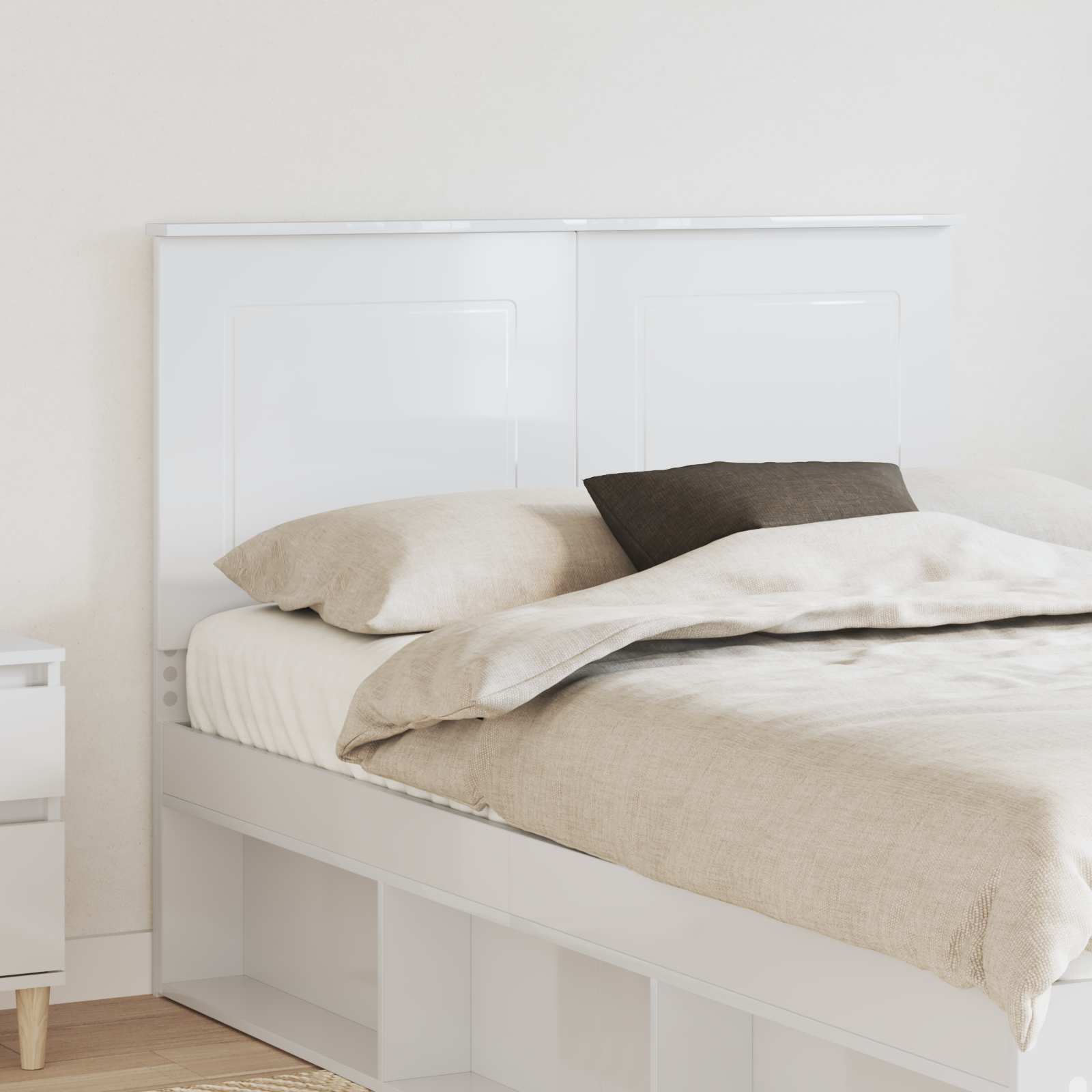 vidaXL Tăblie cap cu headboard Alb lucios 135 cm Lemn compozit