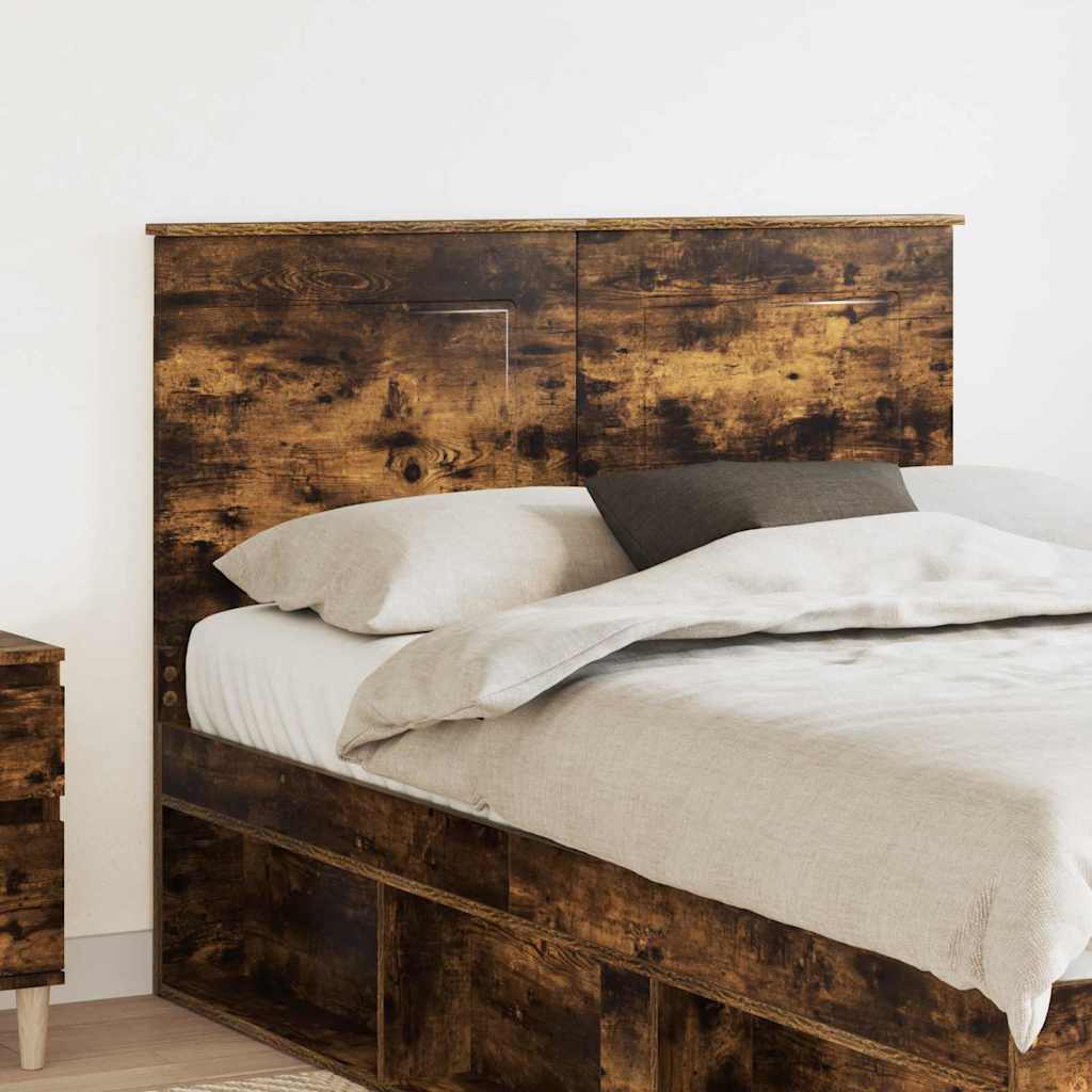 Tăblii de pat - Tăblie cap cu headboard Stejar fumuriu 120 cm Lemn compozit