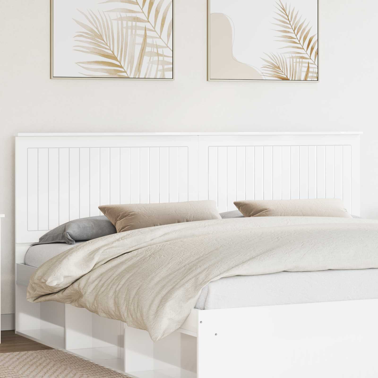 vidaXL Tăblie cap cu headboard Alb Lucios 200 cm Lemn compozit