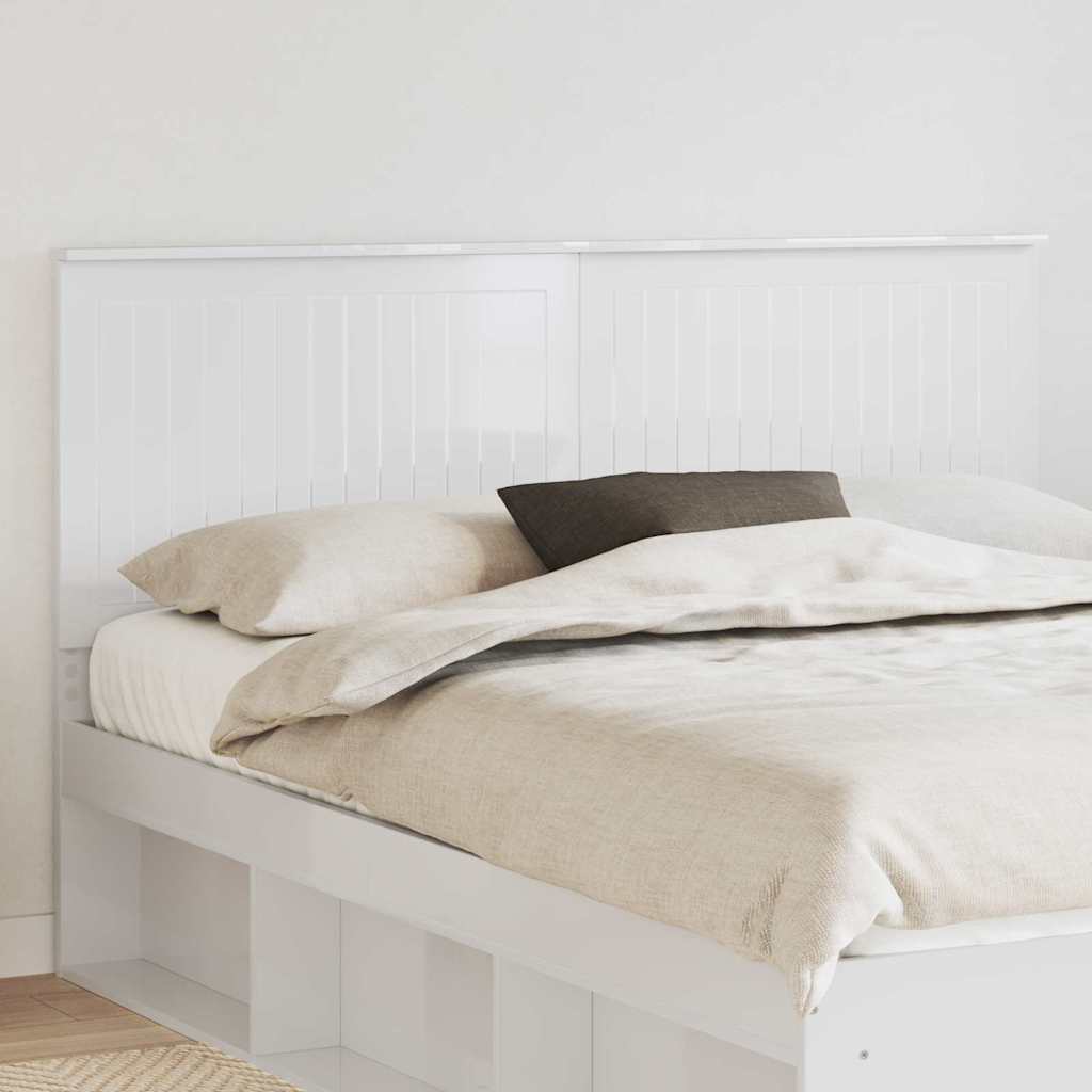 vidaXL Tăblie cap cu headboard Alb Lucios 160 cm Lemn compozit