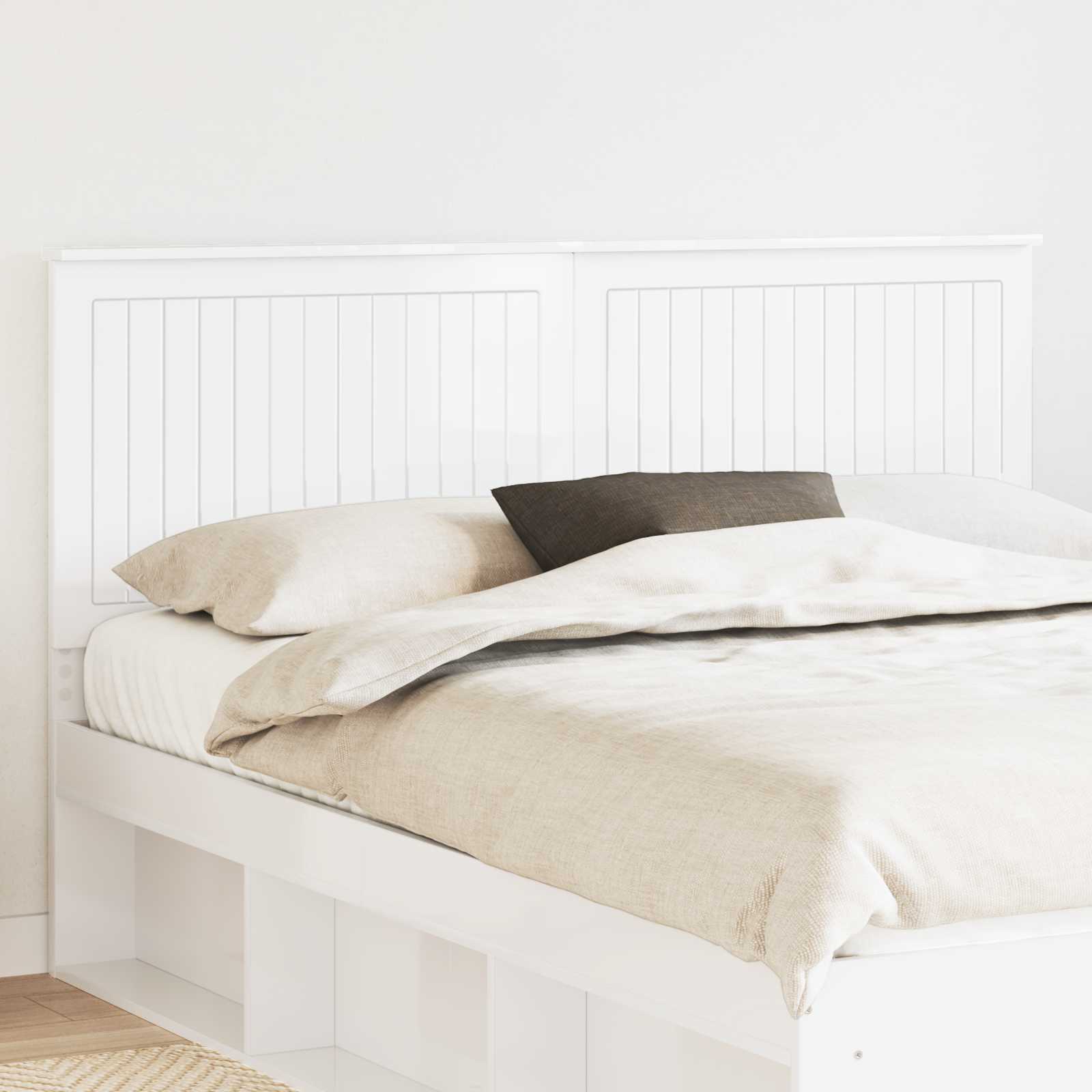 vidaXL Tăblie cap cu headboard Alb Lucios 160 cm Lemn compozit