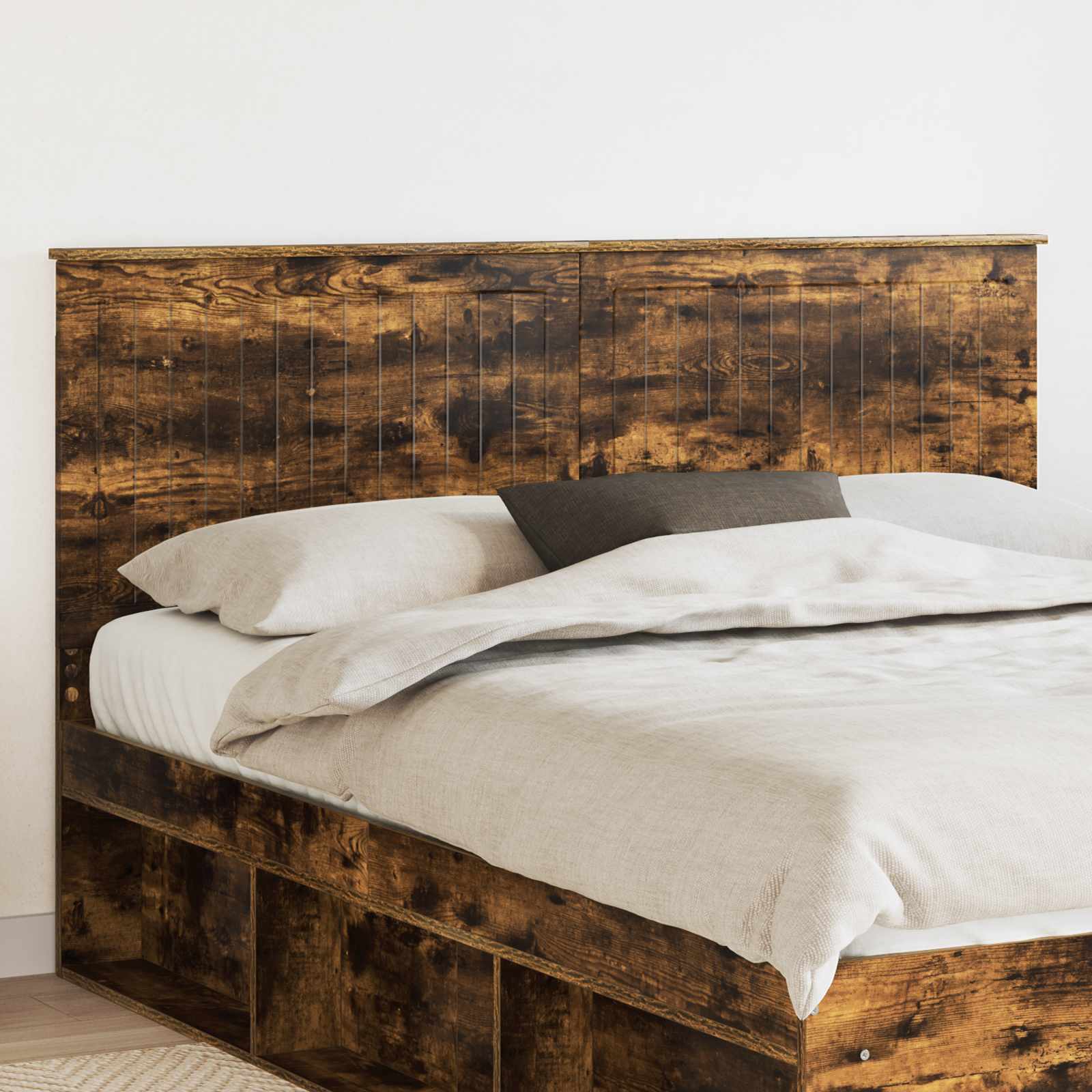 vidaXL Tăblie cap cu headboard Stejar fumuriu 160 cm Lemn compozit