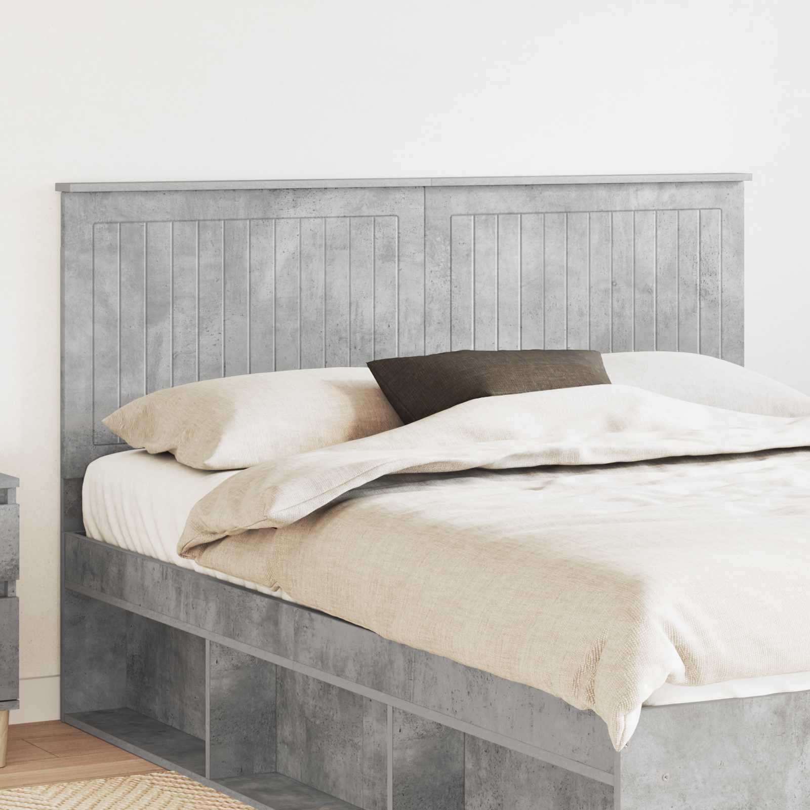 vidaXL Tăblie cap cu headboard Gri din beton 150 cm Lemn compozit