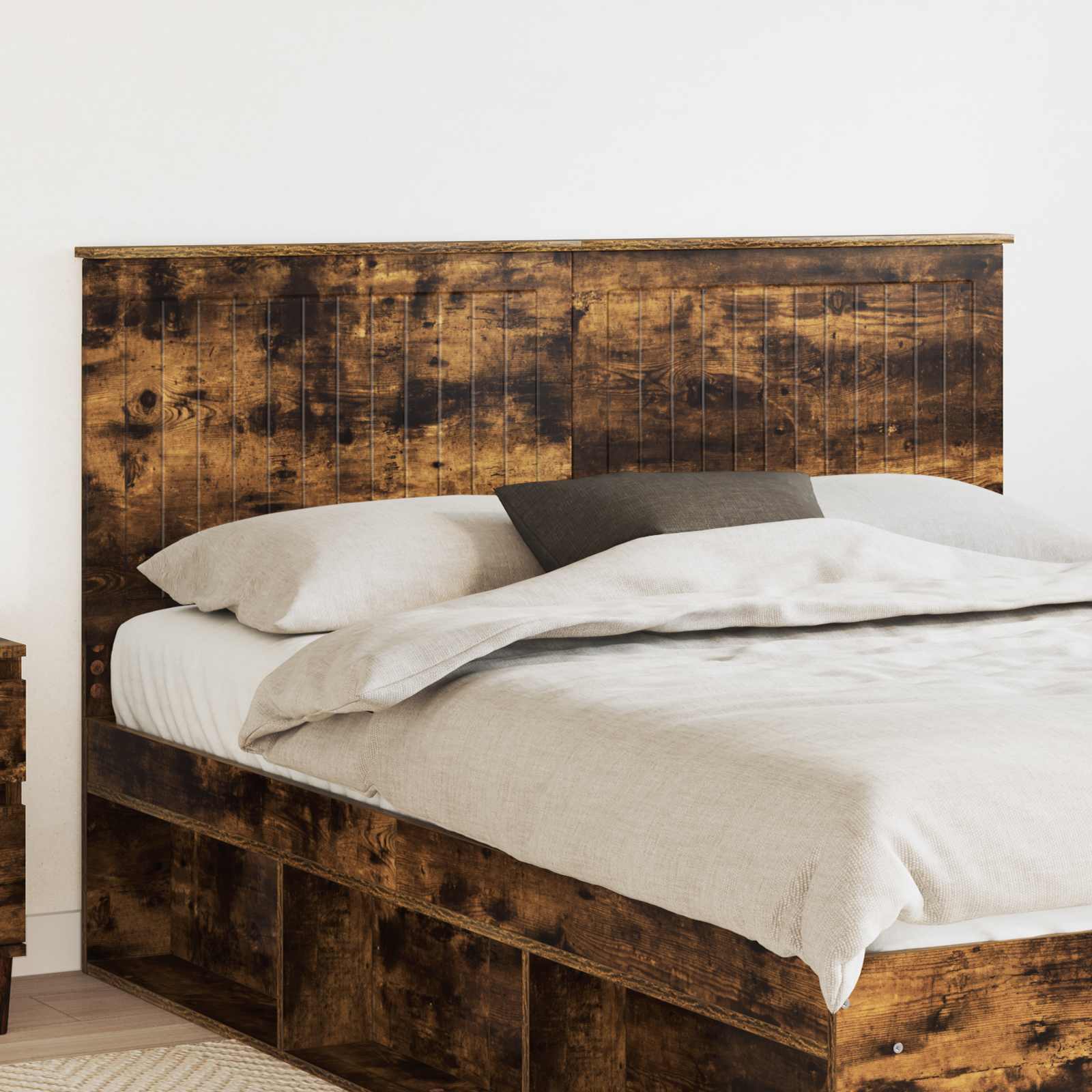 vidaXL Tăblie cap cu headboard Stejar fumuriu 150 cm Lemn compozit