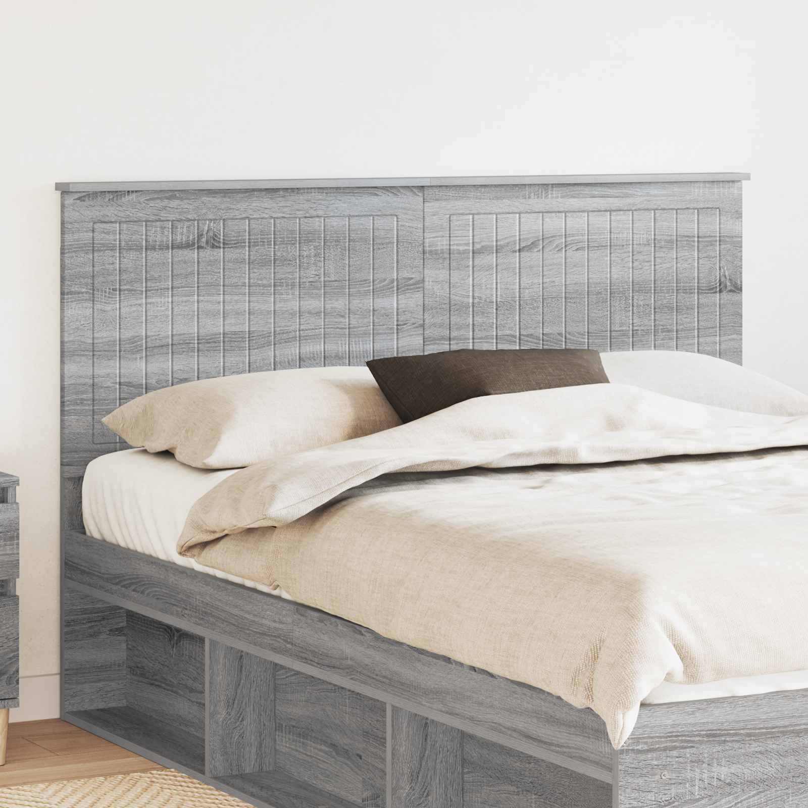 vidaXL Tăblie cap cu headboard Gri Sonoma 150 cm Lemn compozit