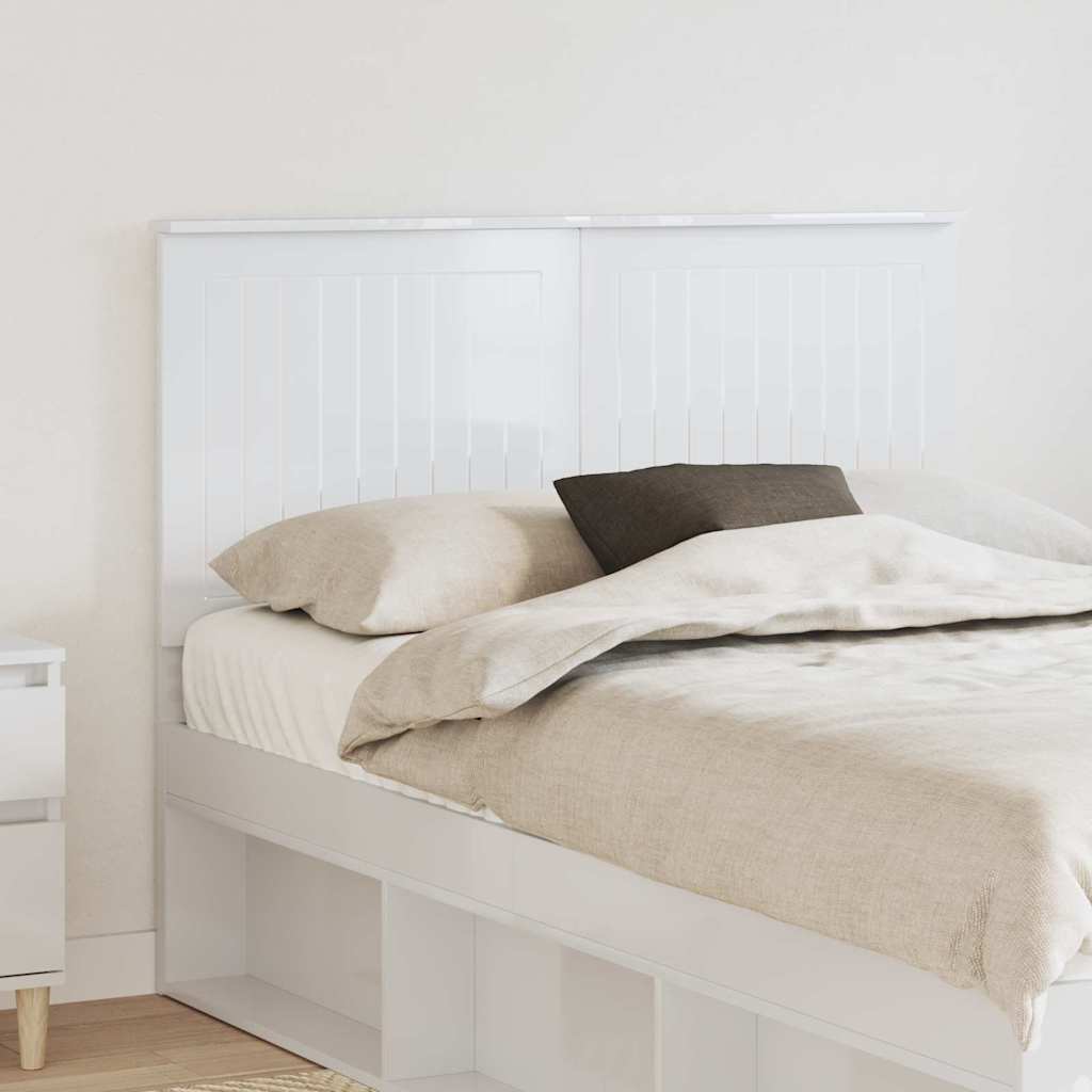 Paturi si accesorii - Tăblie cap cu headboard Alb Lucios 120 cm Lemn compozit