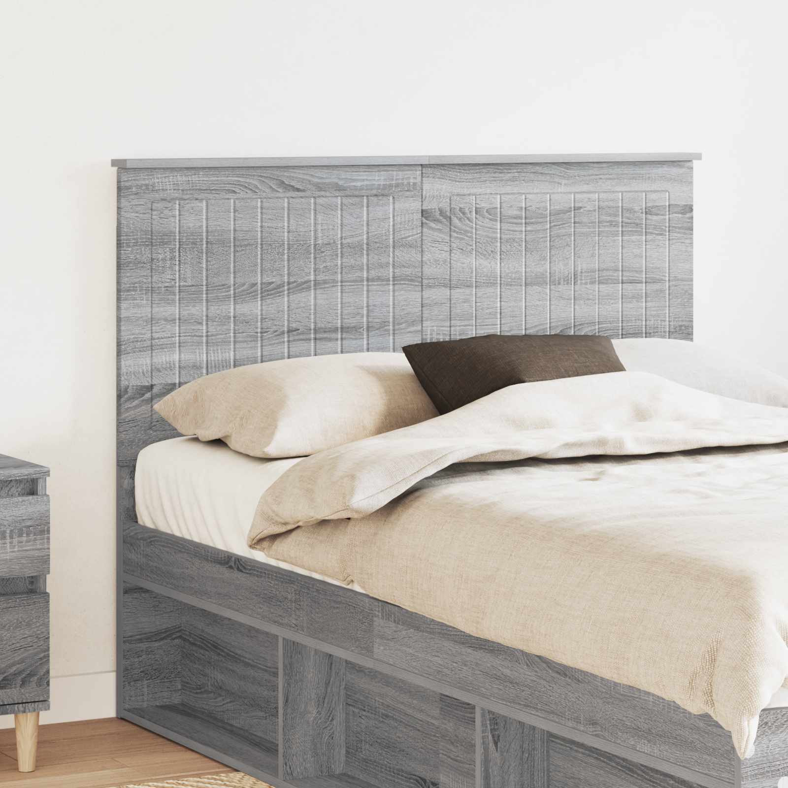 vidaXL Tăblie cap cu headboard Gri Sonoma 120 cm Lemn compozit