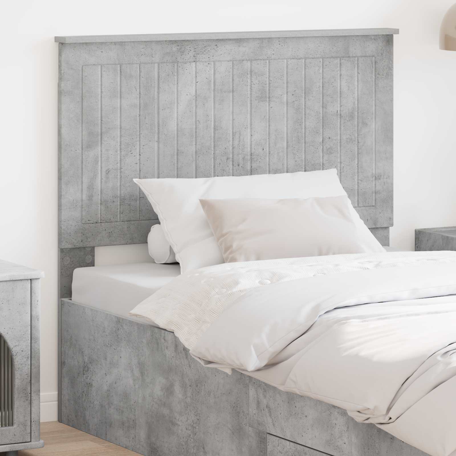 vidaXL Tăblie cap cu headboard Gri din beton 100 cm Lemn compozit