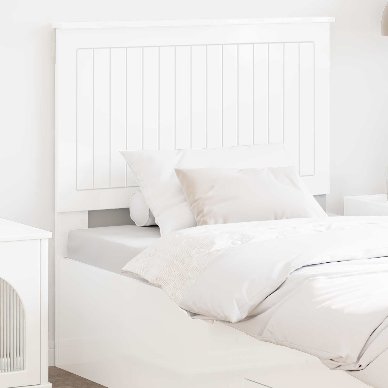 vidaXL Tăblie cap cu headboard Alb Lucios 100 cm Lemn compozit