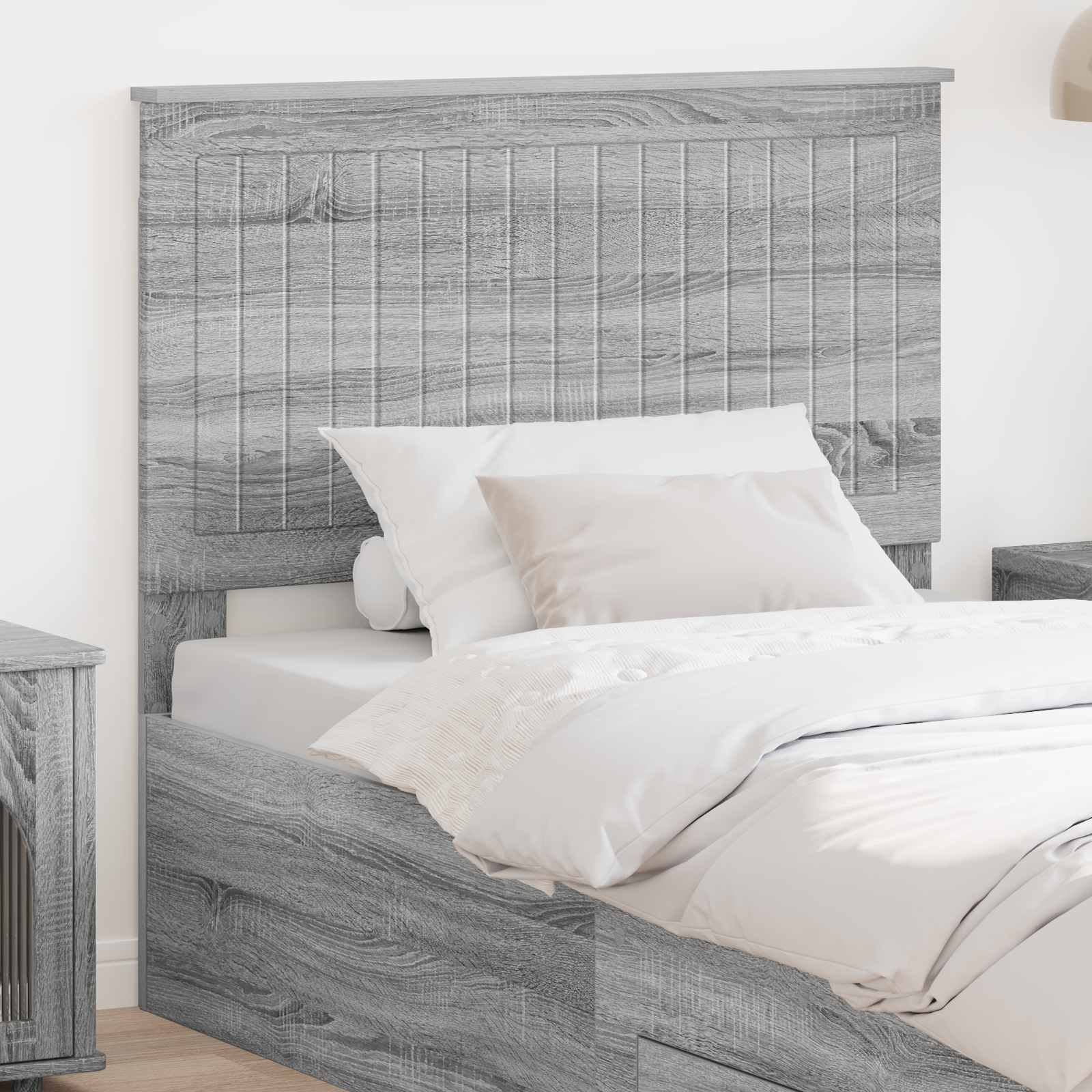 vidaXL Tăblie cap cu headboard Gri din beton 90 cm Lemn compozit