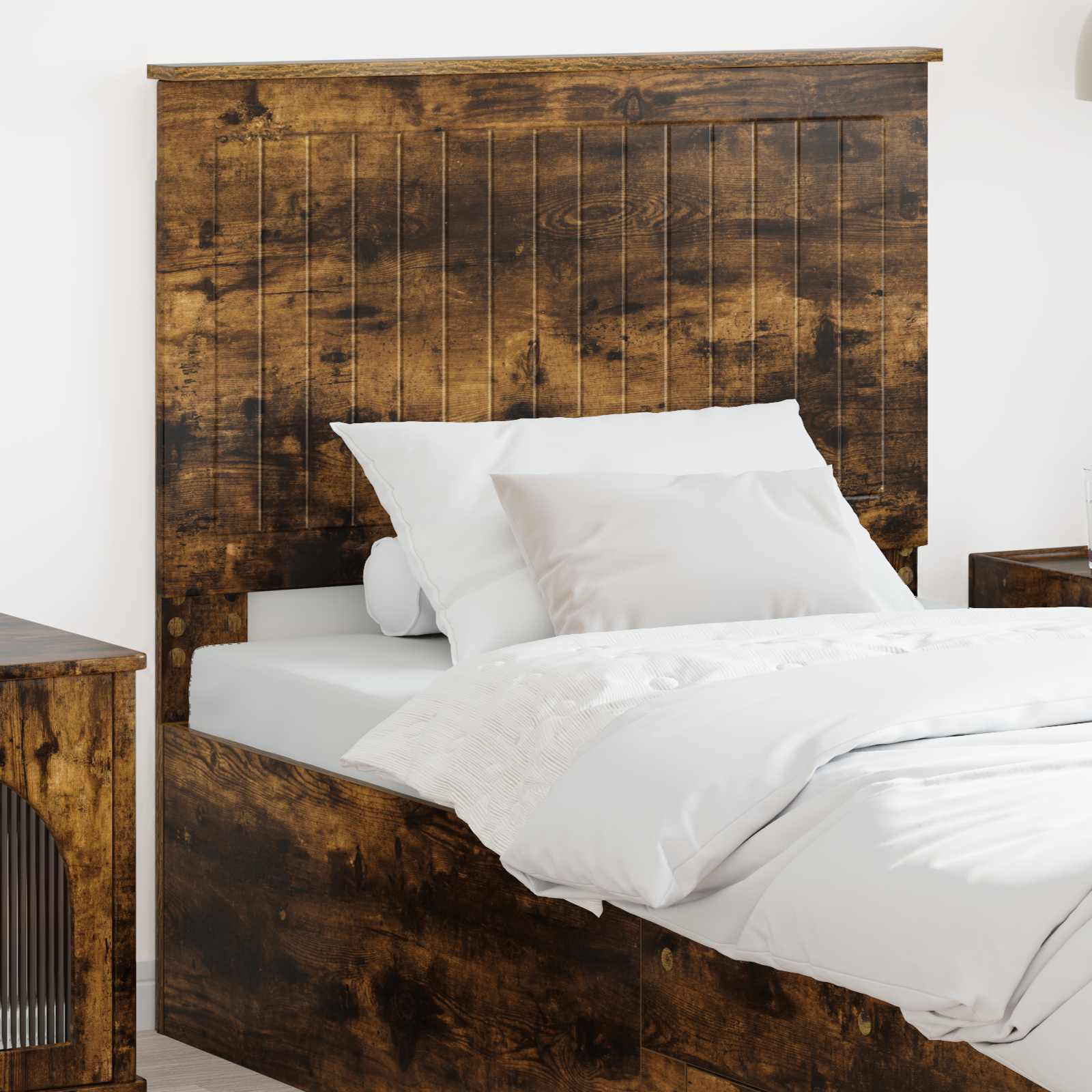 vidaXL Tăblie cap cu headboard Stejar fumuriu 90 cm Lemn compozit
